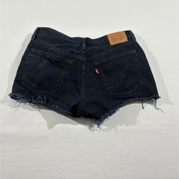 Levi's Raw Hem Shorts Womens 501 Denim Red Tab Dark Wash Button Cutoff Fly Sz 29 - Picture 15 of 16